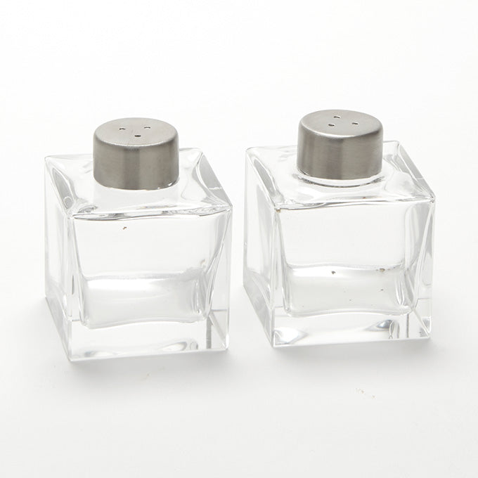 2 oz. Vintage Salt & Pepper Shaker Set, Square Glass
