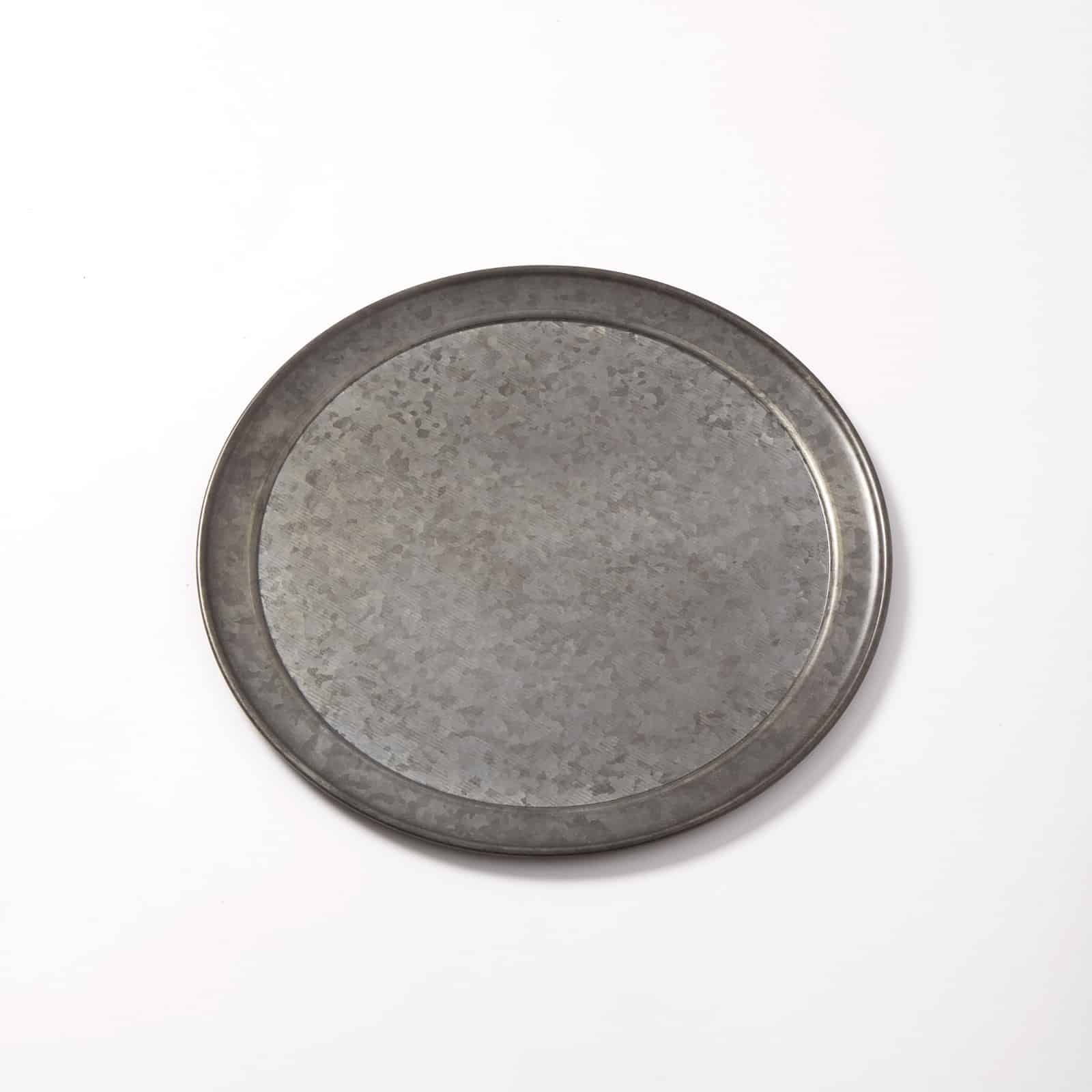 10" Round Serving Tray/Pan, Galvanized, Onyx Finish