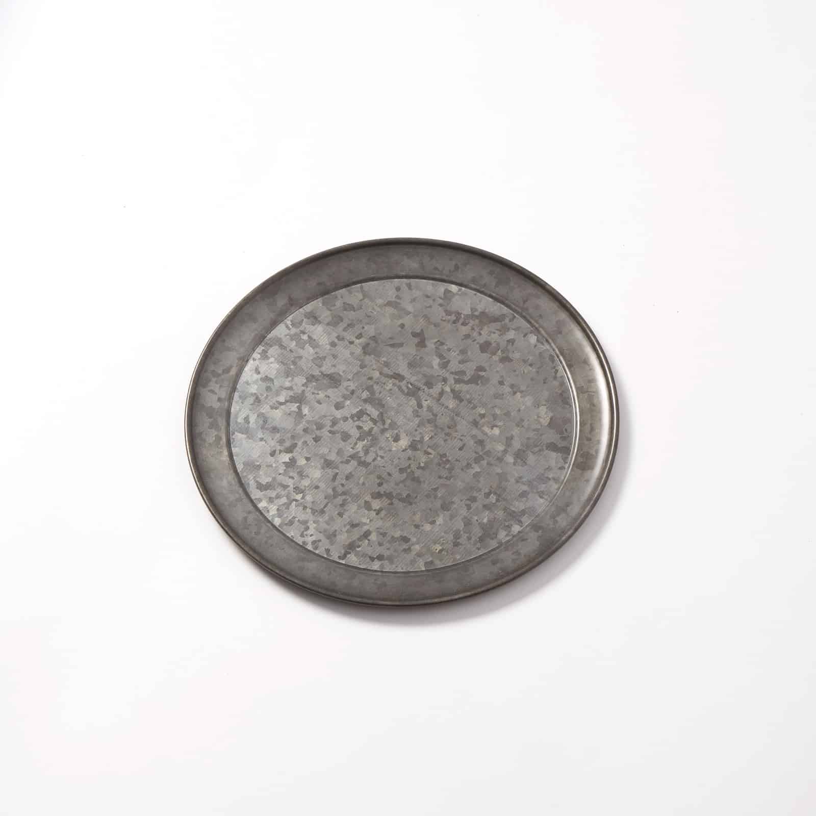 12" Round Serving Tray/Pan, Galvanized, Onyx Finish