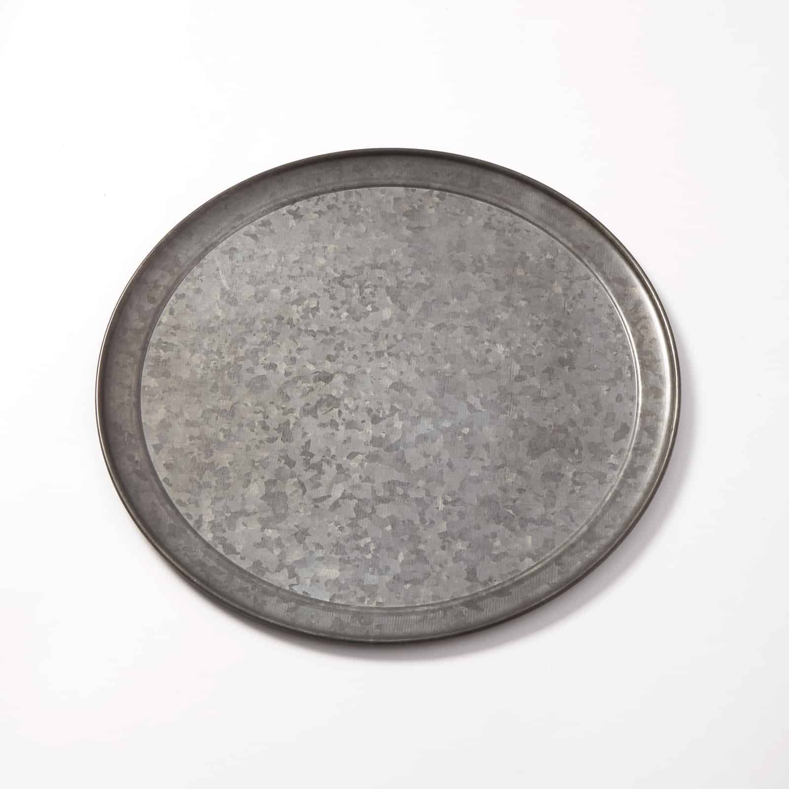 14" Round Serving Tray/Pan, Galvanized, Onyx Finish