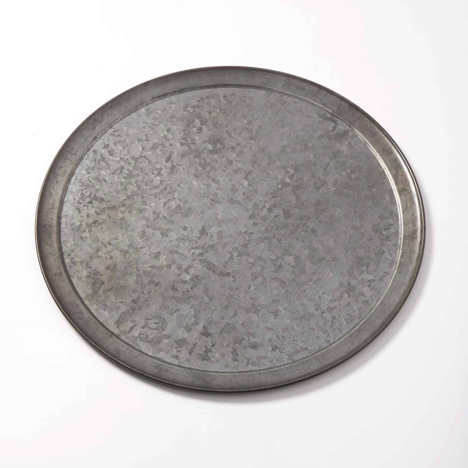 16" Round Serving Tray/Pan, Galvanized, Onyx Finish