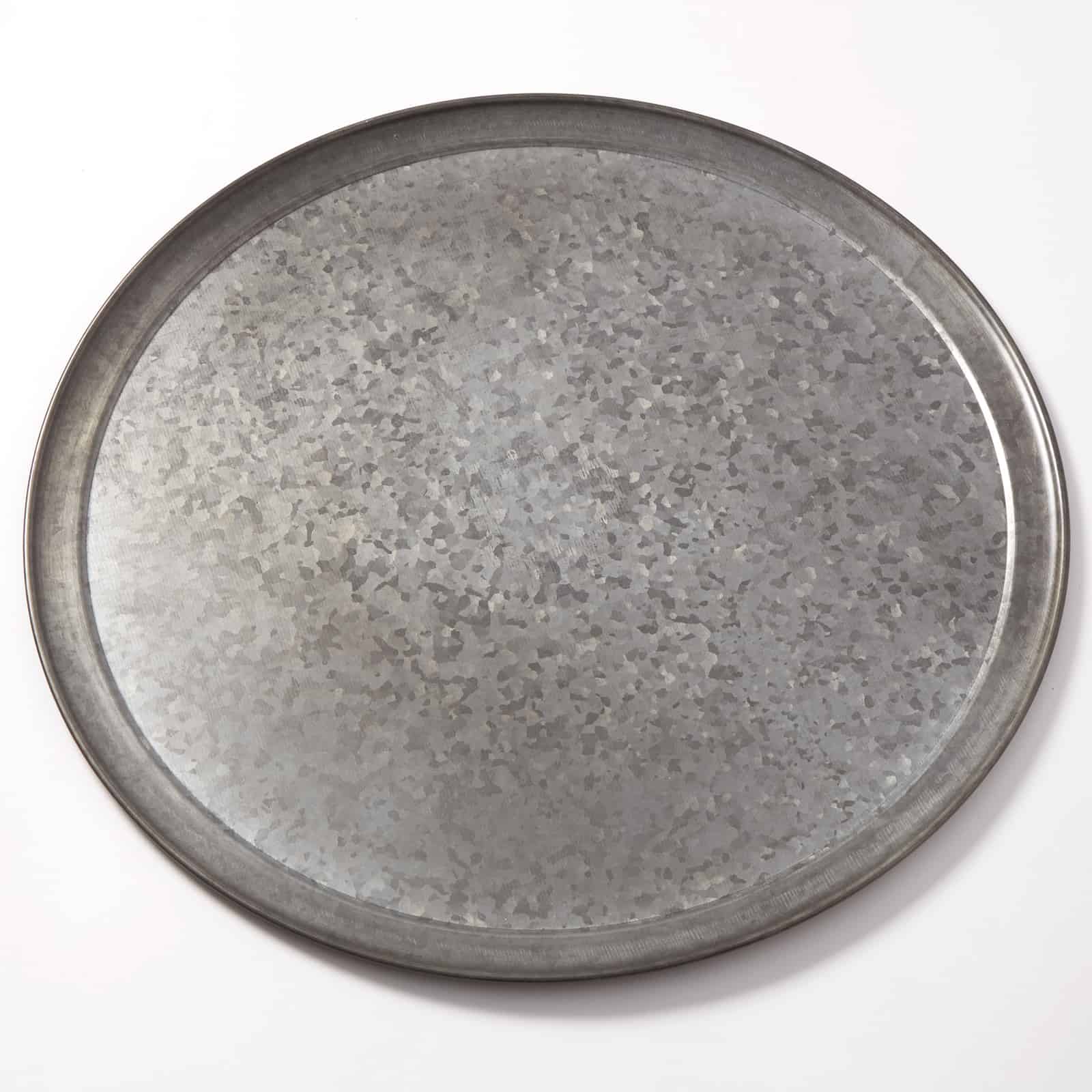 18" Round Serving Tray/Pan, Galvanized, Onyx Finish