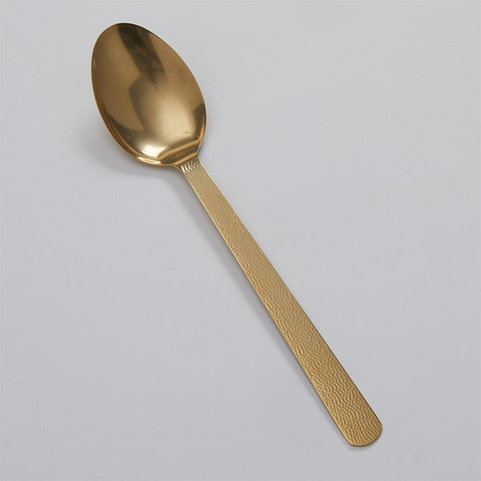 13-1/4" Solid Hammered Serving Spoon, Vintage Gold Finish