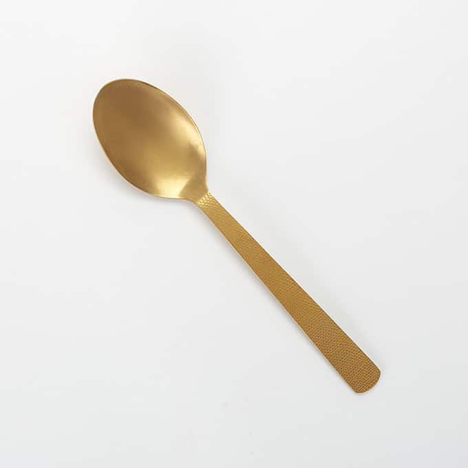 10" Solid Hammered Serving Spoon, Vintage Gold Finish