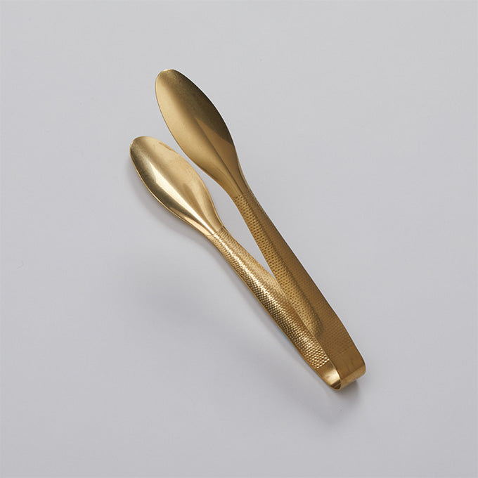 9" Stainless Steel Serving Tongs, Vintage Gold Finish