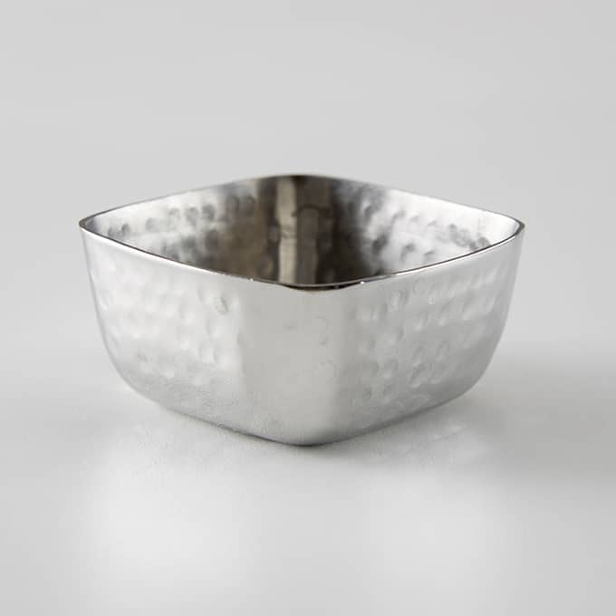 1.5 oz. Square Sauce Cup, Hammered Stainless Steel