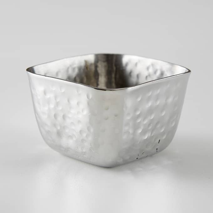 2.5 oz. Square Sauce Cup, Hammered Stainless Steel
