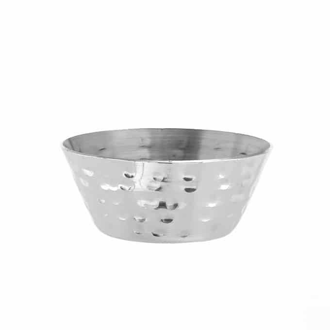 1-1/2 oz. Round Sauce Cup, Hammered Dimples, Stainless Steel