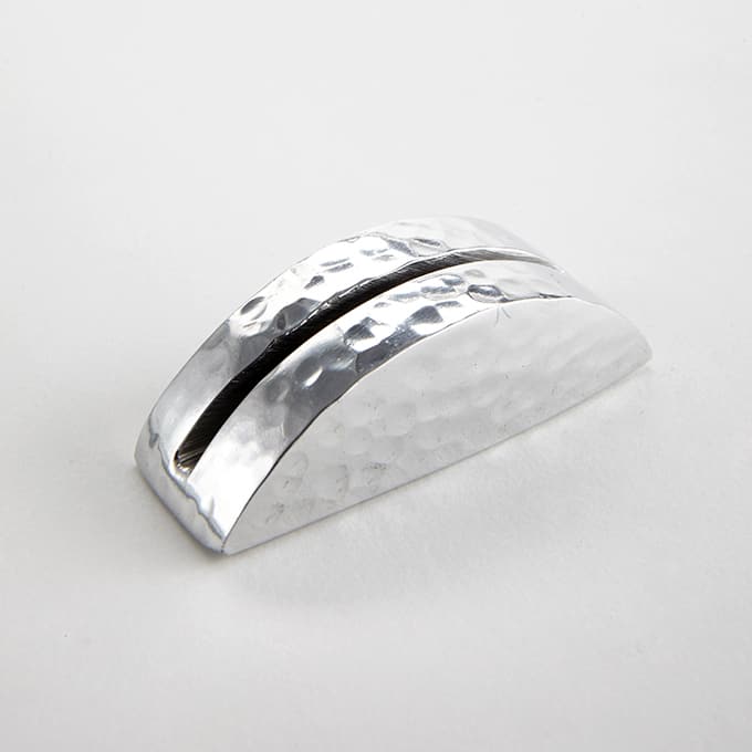 Half Moon Card Holder, Hammered Aluminum