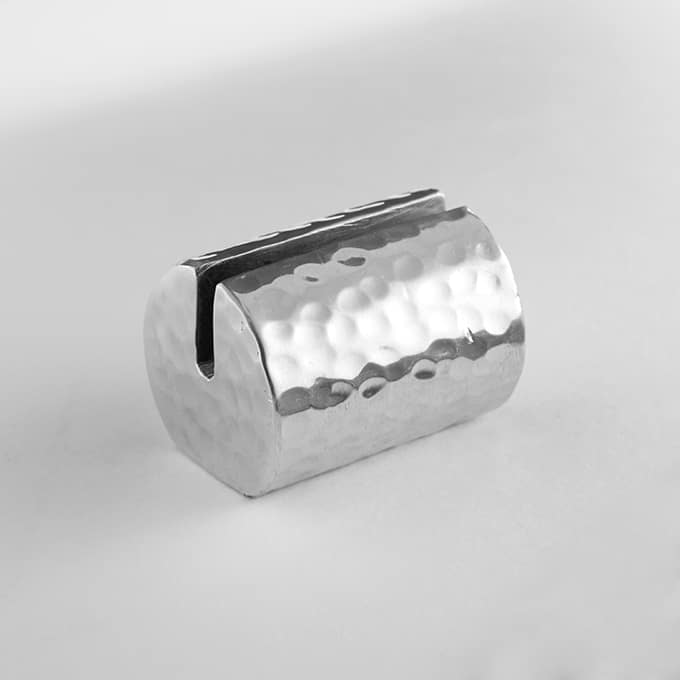 Cylinder Card Holder, Hammered Aluminum