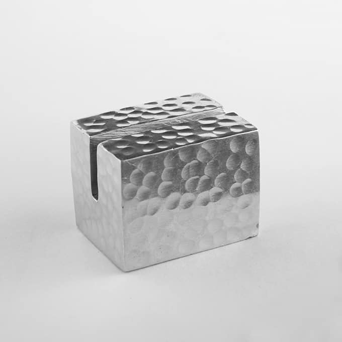Rectangular Card Holder, Hammered Aluminum