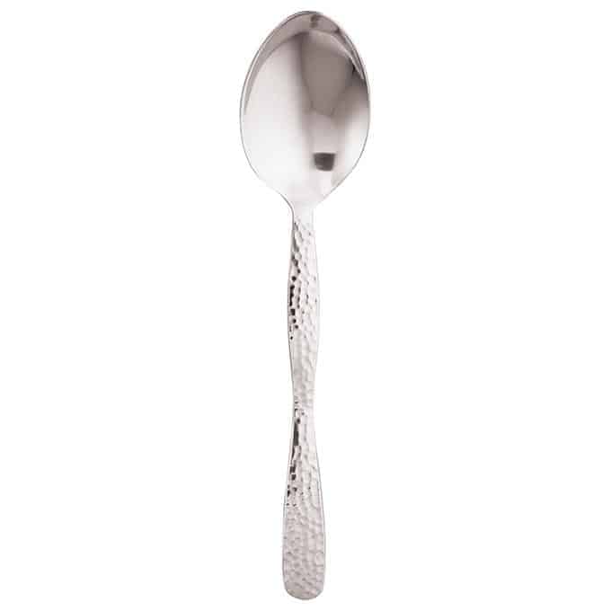 10"L Solid Stainless Steel Serving Spoon, Hammered