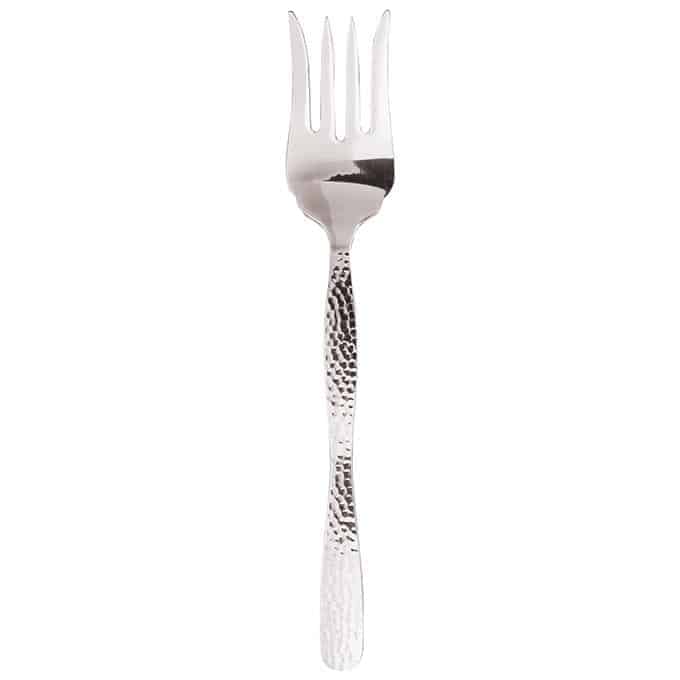 11"L Cold Meat Fork, Hammered Stainless Steel