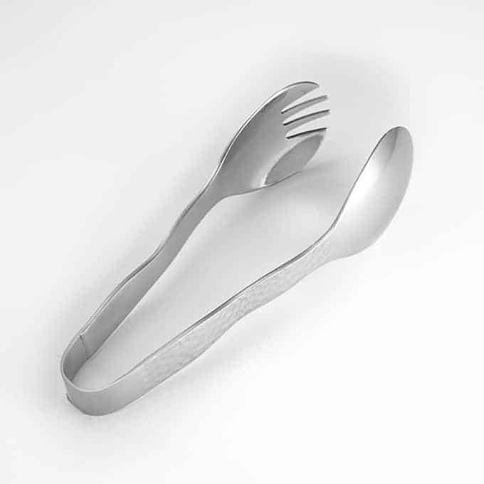 6"L, Hammered Stainless Steel Serving Tongs