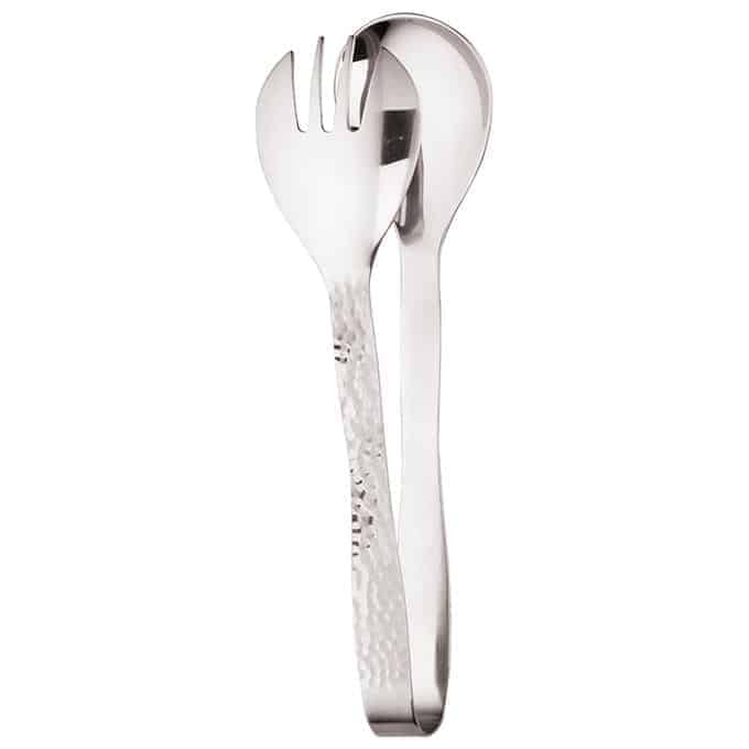 8"L, Hammered Stainless Steel Serving Tongs