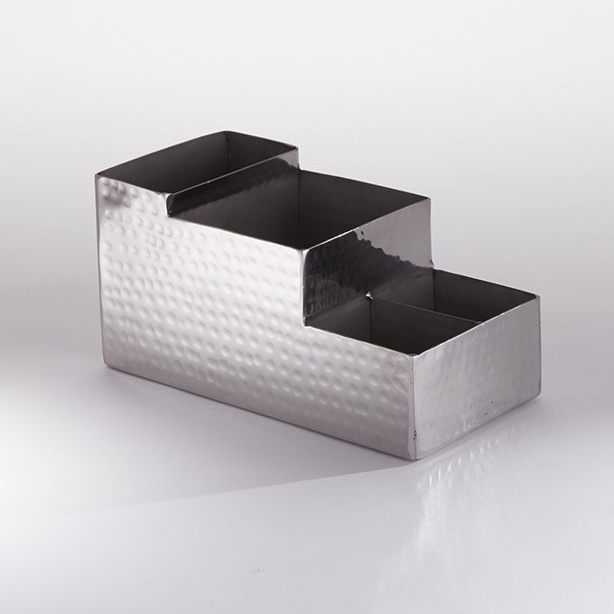 Coffee/Bar Organizer, 4 compartments, Hammered Stainless Steel