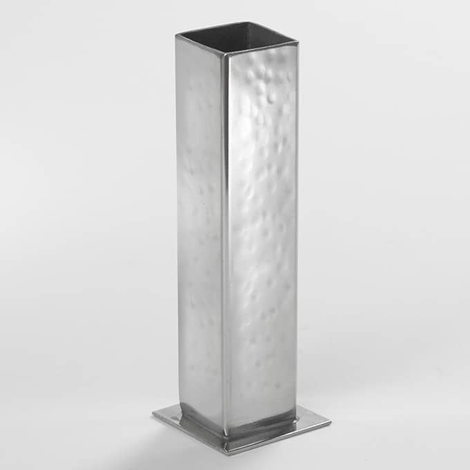 1-3/4" x 5-1/4"H Square Bud Vase, Hammered Stainless Steel