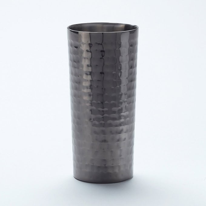 14 oz. Collins Glass, Hammered Stainless Steel, Black