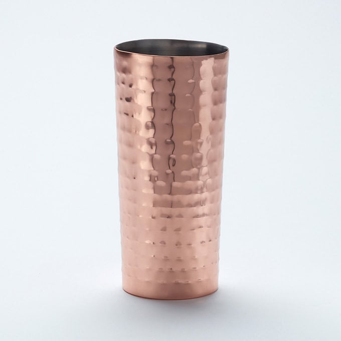 14 oz. Collins Glass, Hammered Stainless Steel, Copper