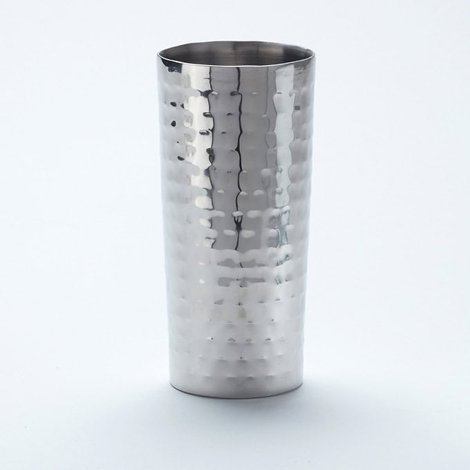 14 oz. Collins Glass, Hammered Stainless Steel