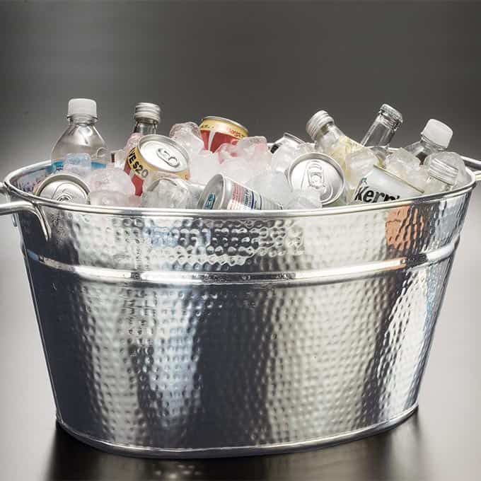 25 qt. Party Tub, Hammered Stainless Steel