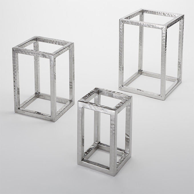 3-Piece Frame Riser Set, Stainless Steel Hammered Finish