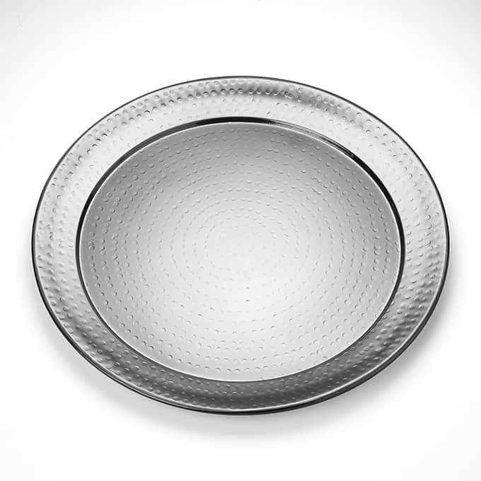 20" Round  Hammered S/S Serving Tray