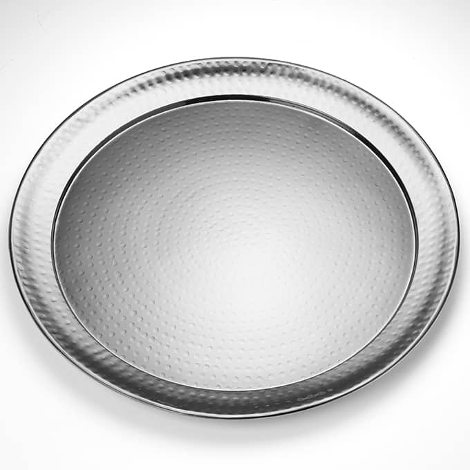22" Round Hammered S/S Serving Tray