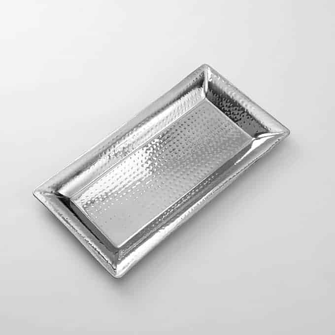 18-3/4" x 9-3/4" Rectangular Hammered S/S Serving Tray