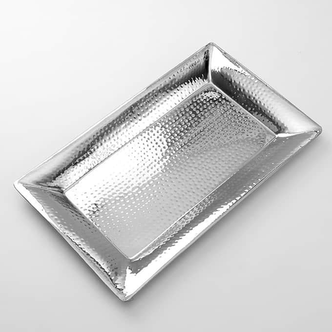 22" x 13" Rectangular Hammered S/S Serving Tray