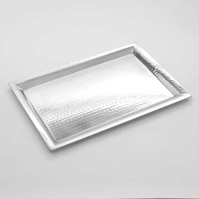 16-5/8" x 11-1/4" Rectangular Hammered S/S Serving Tray