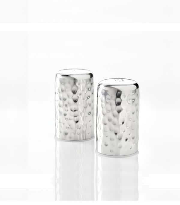 2 oz. Salt & Pepper Shaker Set, Hammered Stainless Steel
