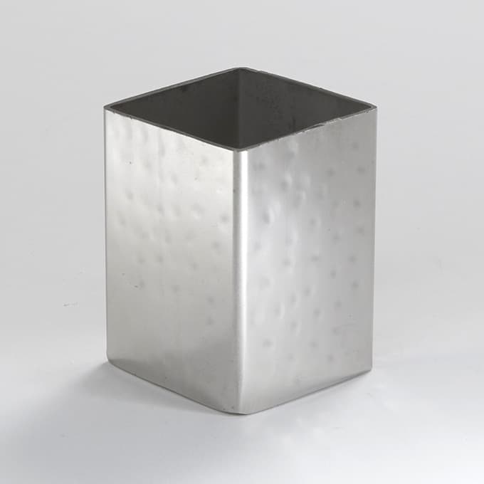 2" x 2-3/4"H Square Hammered Stainless Steel Sugar Packet Holder