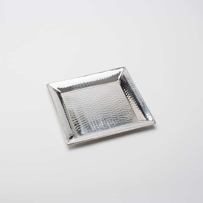 12" Square Hammered Stainless Steel Serving Tray