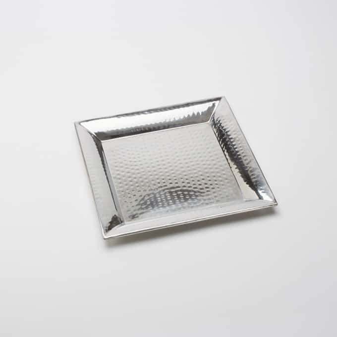 18" Square Hammered Stainless Steel Serving Tray