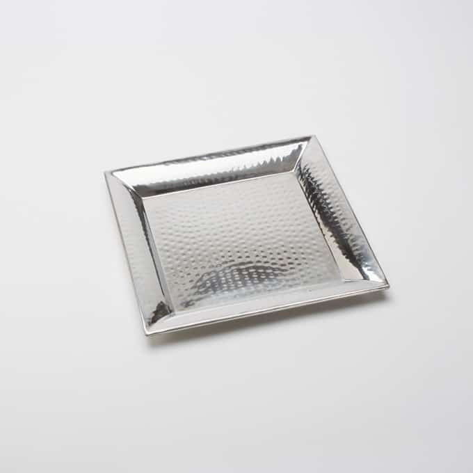 20" Square Hammered Stainless Steel Serving Tray