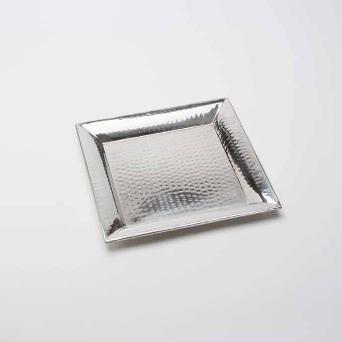 22" Square Hammered Stainless Steel Serving Tray