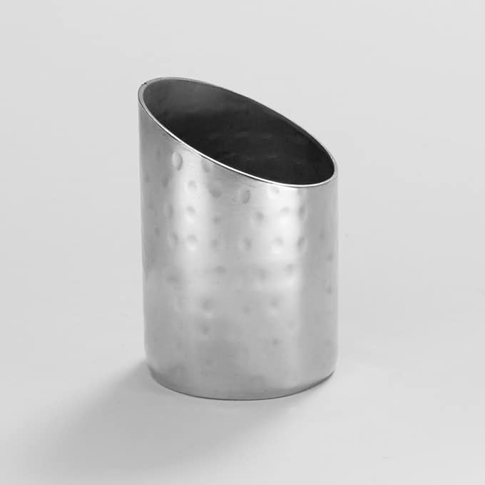 2"D x 2-3/4"H Hammered Stainless Steel Angled Sugar Packet Holder