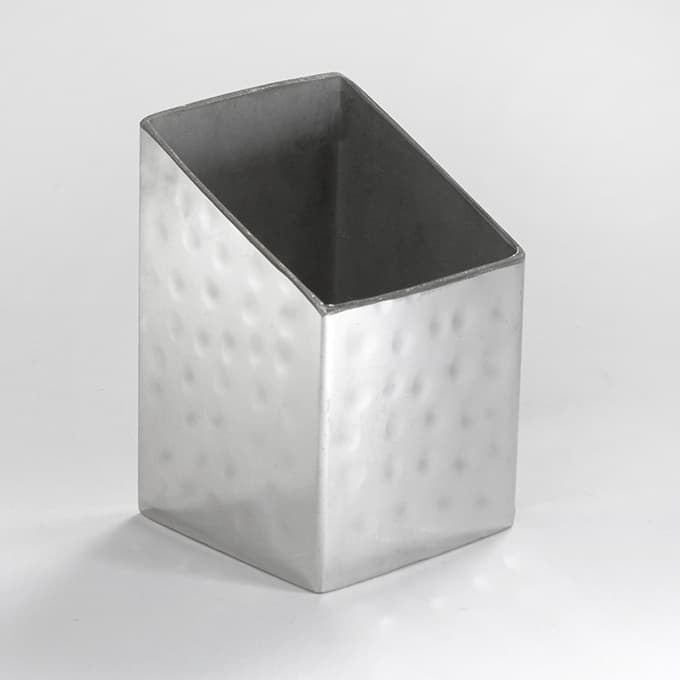 2" x 2-3/4"H Square Hammered Stainless Steel Angled Sugar Packet Holder