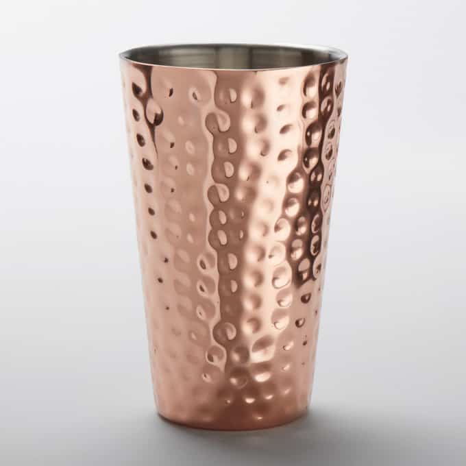 16 oz. Tumbler, Hammered Stainless Steel, Copper Mirror Finish