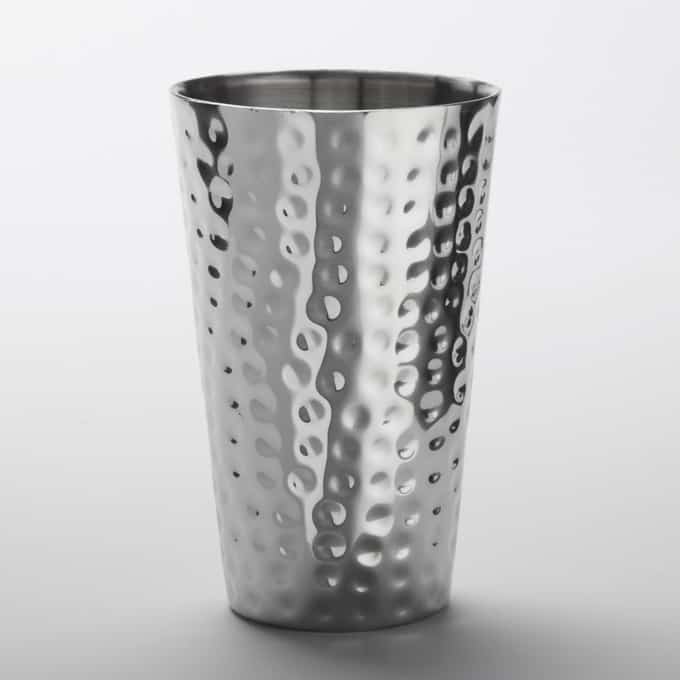 16 oz. Tumbler, Hammered Stainless Steel, Mirror Finish