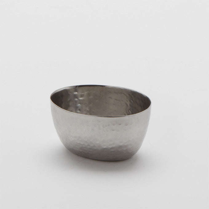 2 oz. Oval Sauce Cup, Hammered Stainless Steel