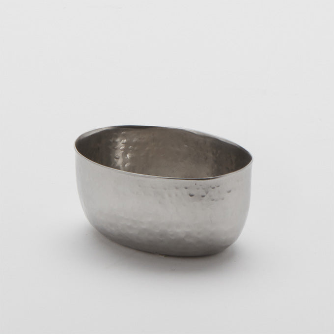 3 oz. Oval Sauce Cup, Hammered Stainless Steel