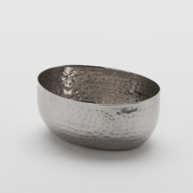 4 oz. Oval Sauce Cup, Hammered Stainless Steel