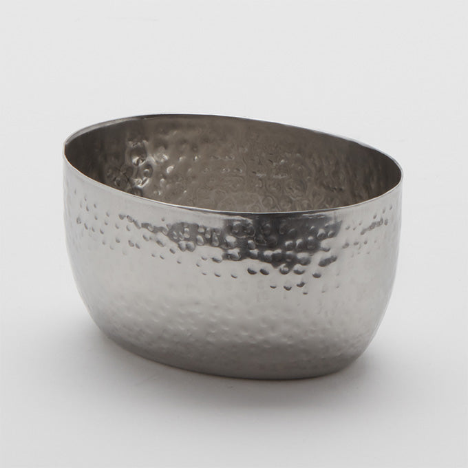 8 oz. Oval Sauce Cup, Hammered Stainless Steel