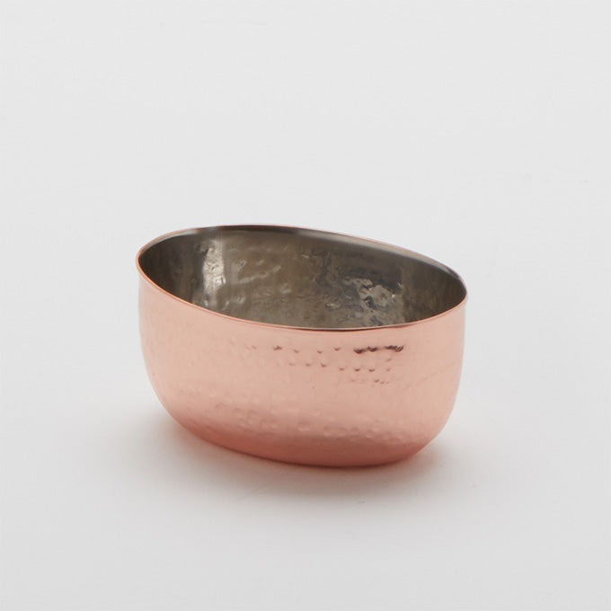 3 oz. Oval Sauce Cup, Hammered Copper/Stainless