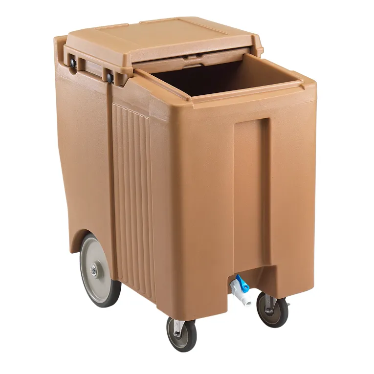 SlidingLid™ Tall Ice Caddy, mobile, 37-1/2"H, 175 lb. capacity, Coffee Beige