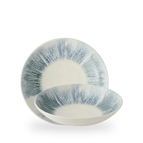 Bowl, 9 3/4" dia., 40 oz., coupe, Evolve, Inked Lyra, blue