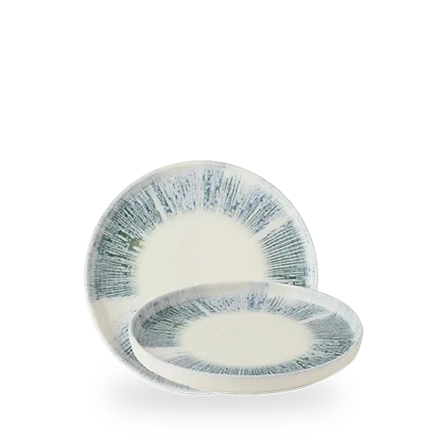 Plate, 8 1/4" dia., round, walled, Inked Lyra, blue