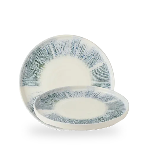 Plate, 10 1/4" dia., round, walled, Inked Lyra, blue